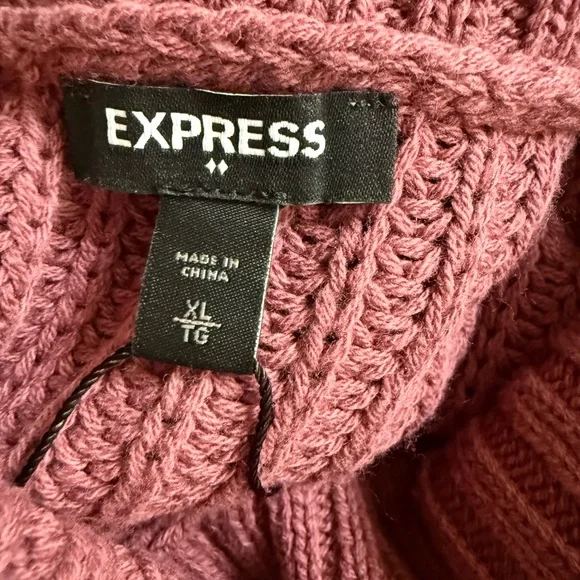 Express Women's NWT Mauve Cowl Neck Cable Knit Sweater Size XL Dolman 3/4 Sleeve - Picture 15 of 16